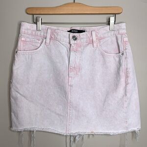 Hudson Jeans Pink Acid-Wash Denim Mini Skirt
